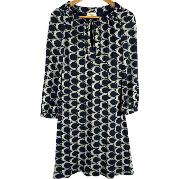 Anthropologie Moulinette Soeurs Ellipses Mini Dress Navy /Cream / Green Size 2 - Picture 2 of 9